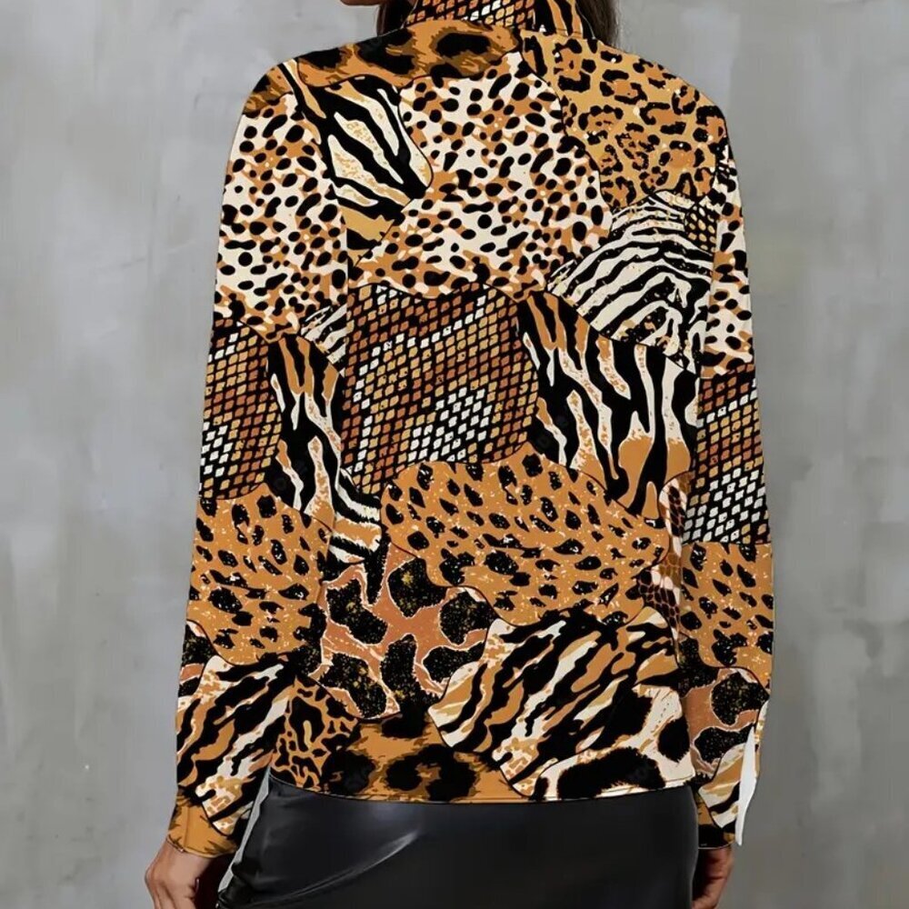 Tiger Pattern Print Tops (Multicolor) PL - Picture 3 of 4